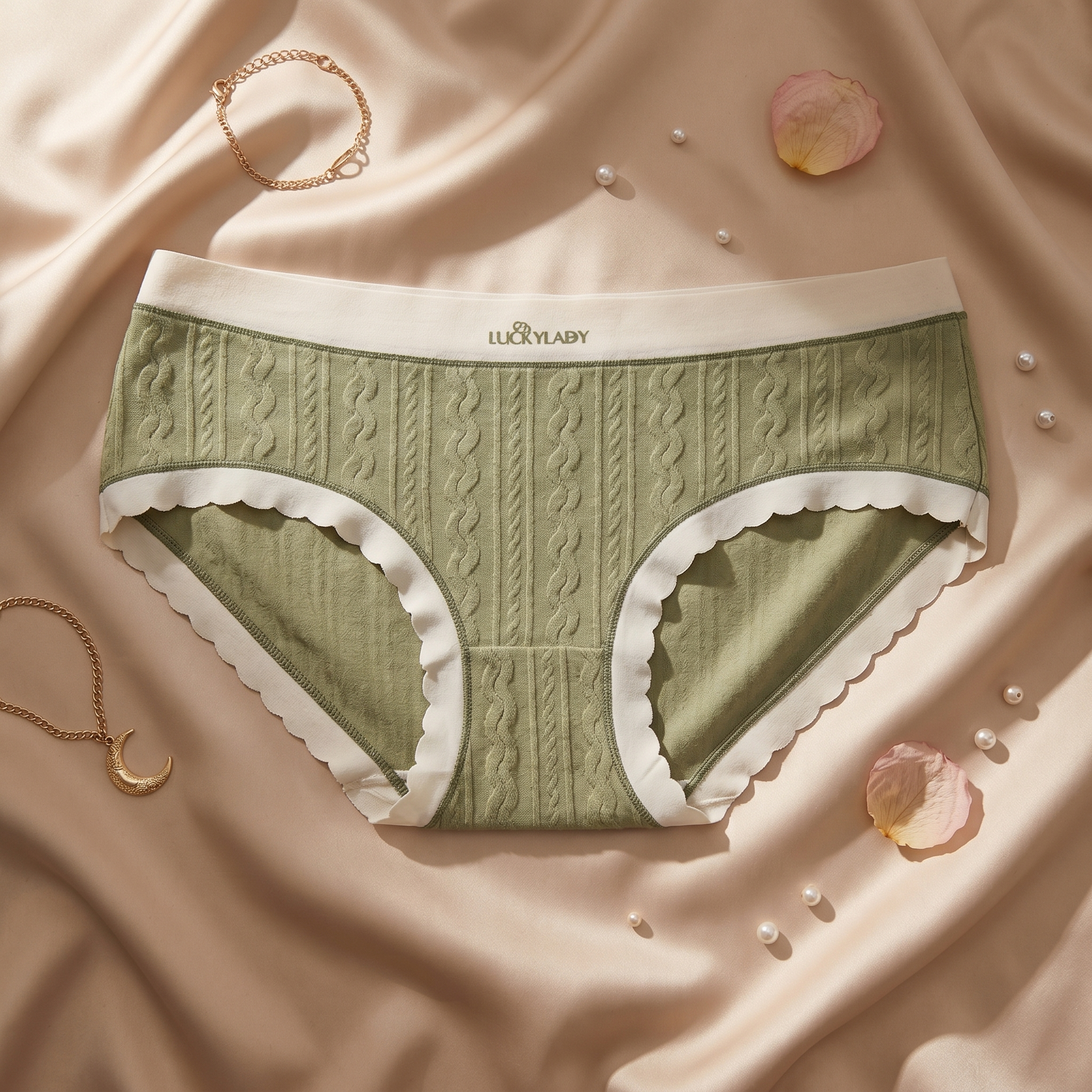 شورت زنانه اسلیپ طرح گندم LUCKYLADY نخ و پنبه فری سایز