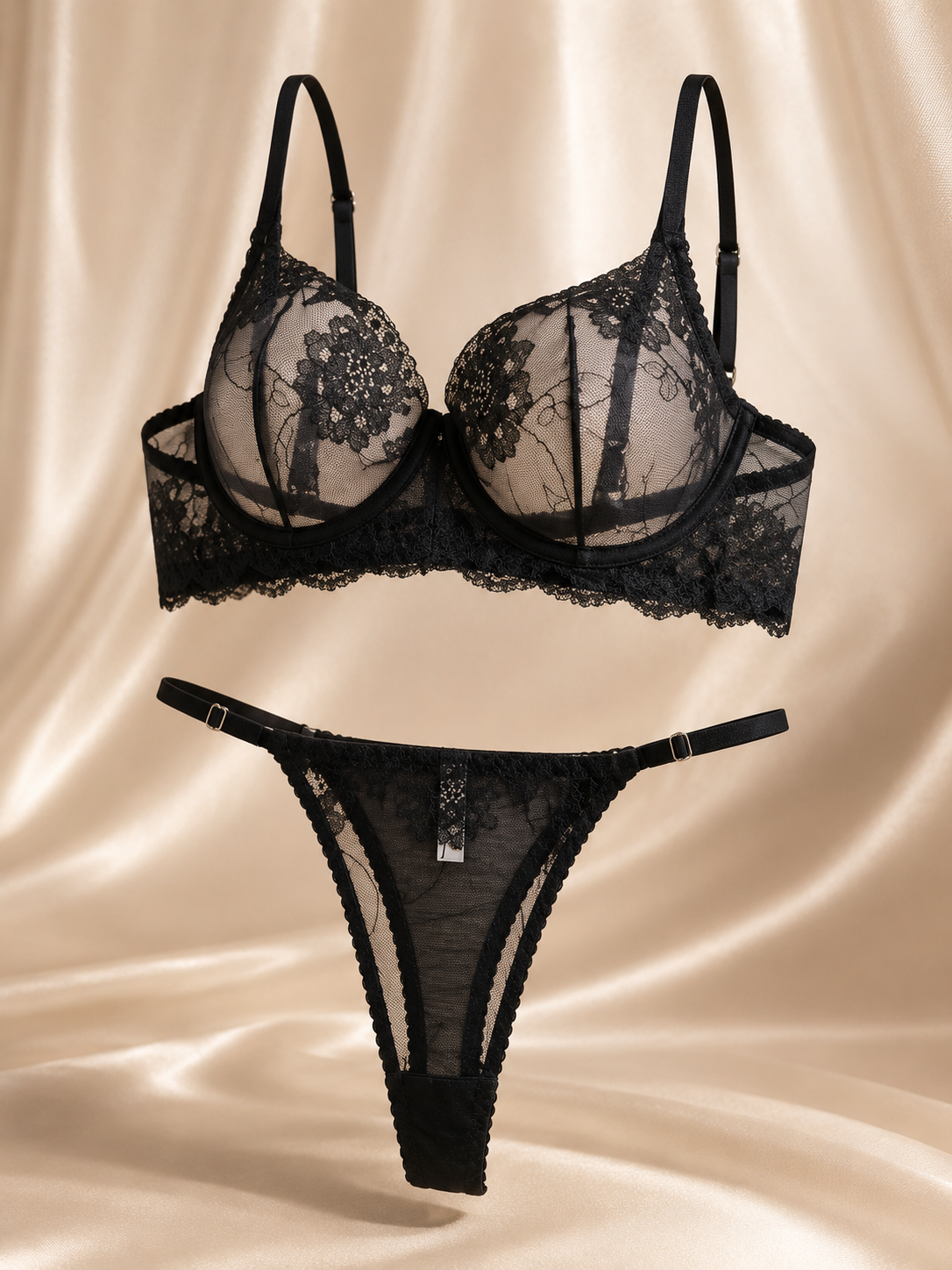 ست شورت و سوتین تور فنردار ژینا سایز 75 تا 90