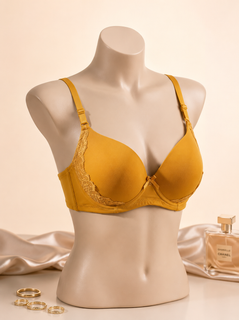 سوتین زنانه اسفنجی جکدار فنردار پایین گیپور سایز بزرگ کد 11495