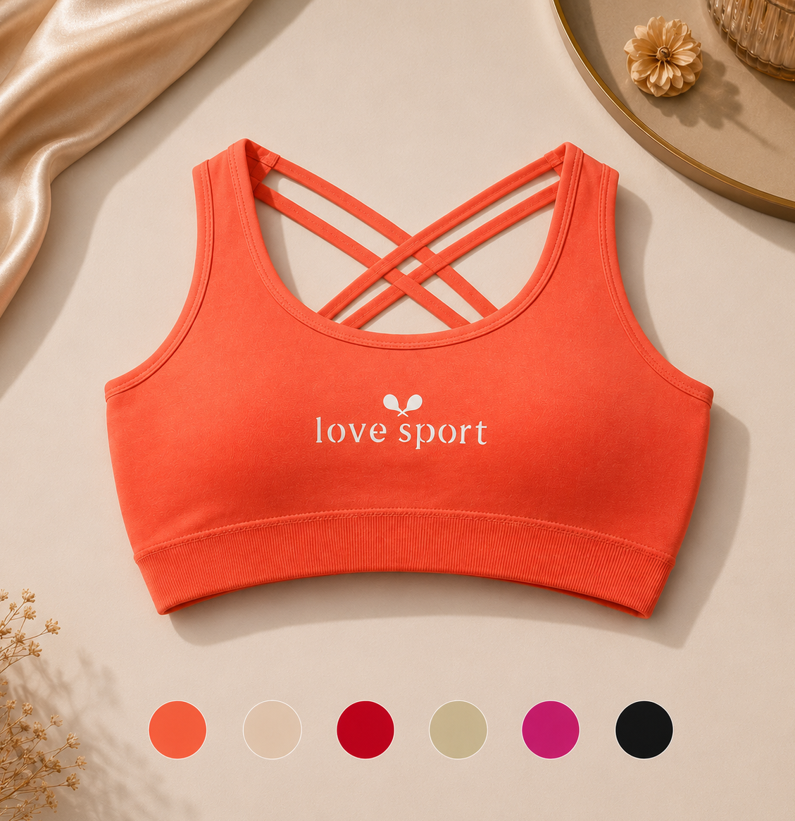 نیم تنه ورزشی زنانه love sport پشت قهرمانی کاپ متحرک سایز فری
