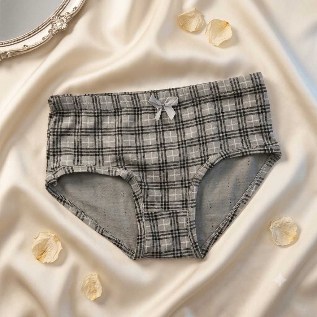 شورت زنانه نخی چهارخانه طوسی کد 11563