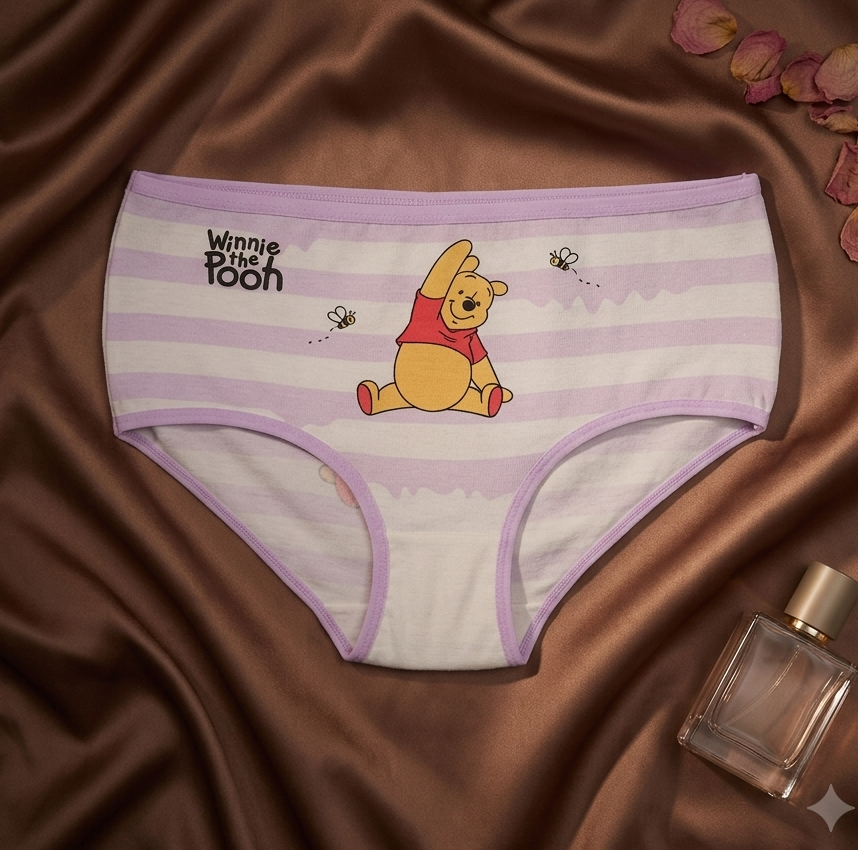 شورت دخترانه اسلیپ چاپی طرح راه راه و پو POOH سایز فری