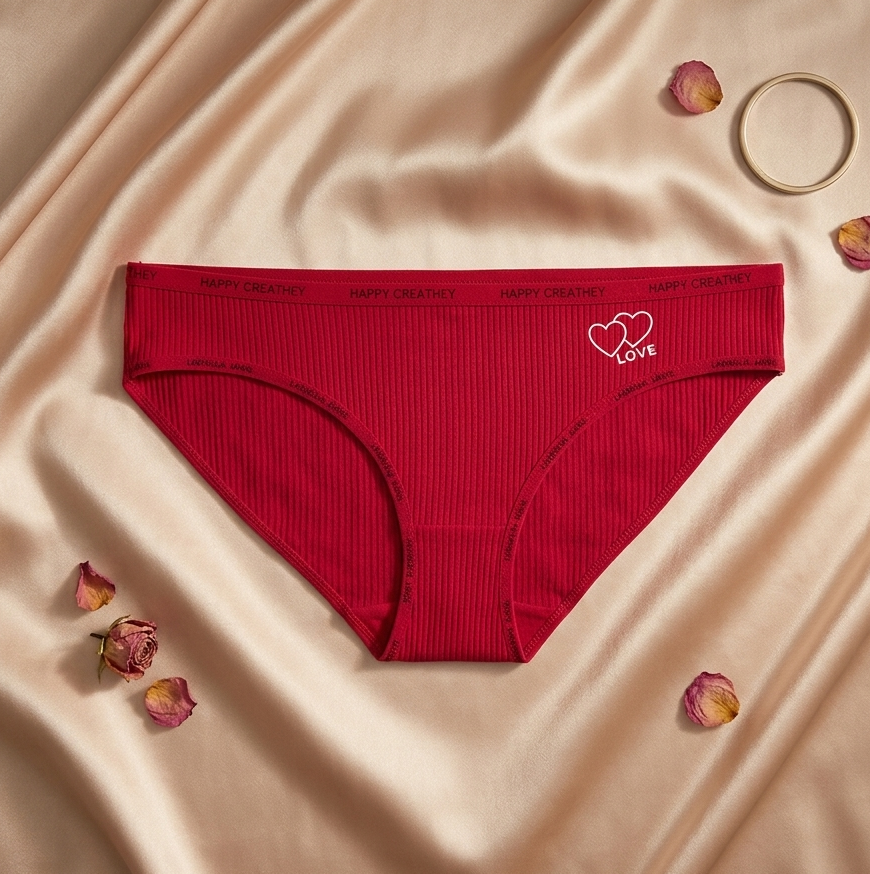 شورت دخترانه اسلیپ کبریتی طرح قلب LOVE فری سایز