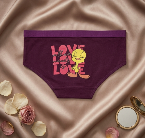 شورت زنانه اسلیپ طرح توییتی و LOVE بانوسایز L نخ پنبه