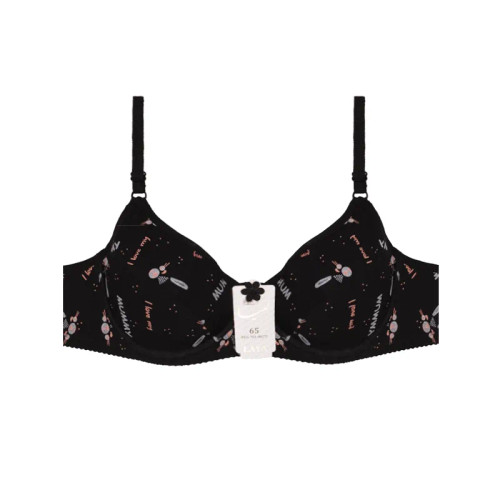 سوتین نخی فنردار لایهدار طرح خرگوش مشکی لعیا